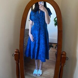 Vintage 70’s Black and Blue Midi Dress